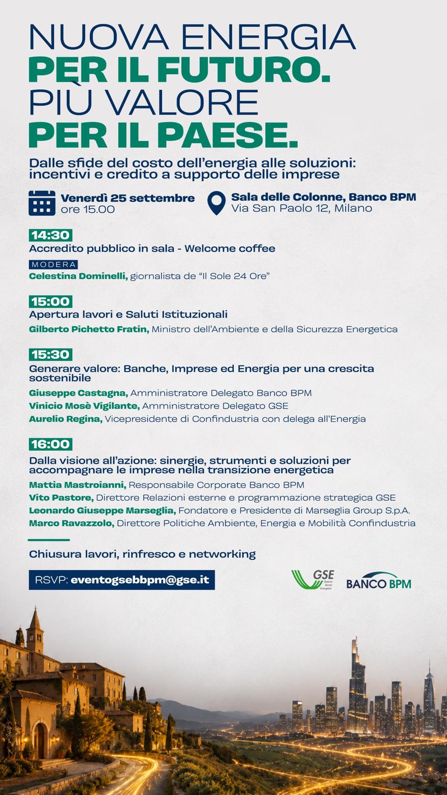 Nuova energia per il futuro. Piu' valore per il Paese